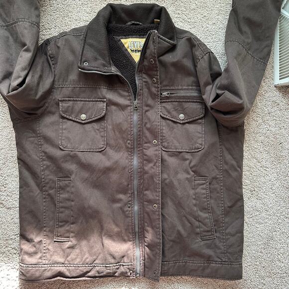 Levi's Men's Trucker Jacket Sherpa Lined Chore Barn Coat Zip Snap Brown Size XXL - Picture 5 of 10
